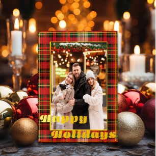 Cartes Pour Fêtes Annuelles Tartan rouge et vert festif "Joyeuses fêtes"