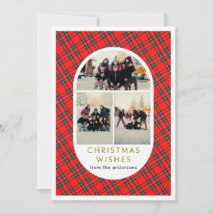 Cartes Pour Fêtes Annuelles Tartan Rouge Festif Traditionnel Arche Multi Photo