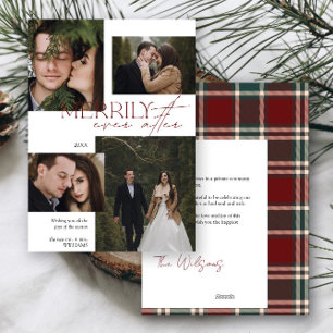 Cartes Pour Fêtes Annuelles Tartan vert rouge moderne Merrily toujours après l