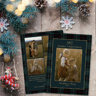 Cartes Pour Fêtes Annuelles Tartan Vert Traditionnel de Noël 5 Photo