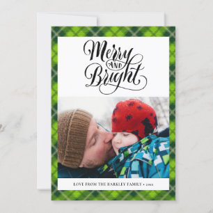 Cartes Pour Fêtes Annuelles Tartare Noir Vert Moderne Plaid Script amusant Sim