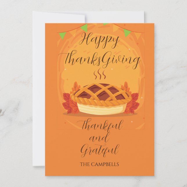 Cartes Pour Fêtes Annuelles Tarte Citrouille bon thanksgiving FALL (Devant)