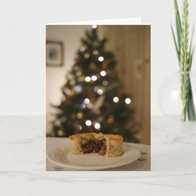 Cartes Pour Fêtes Annuelles Tarte minuscule avec arbre de Noël (Devant)