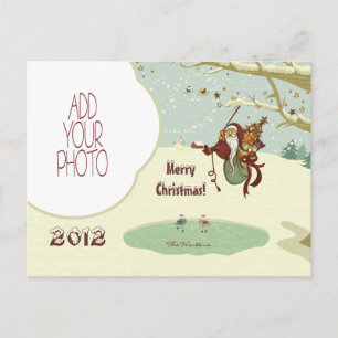Cartes Pour Fêtes Annuelles Tarzan Père Noël et oiseaux de patinage