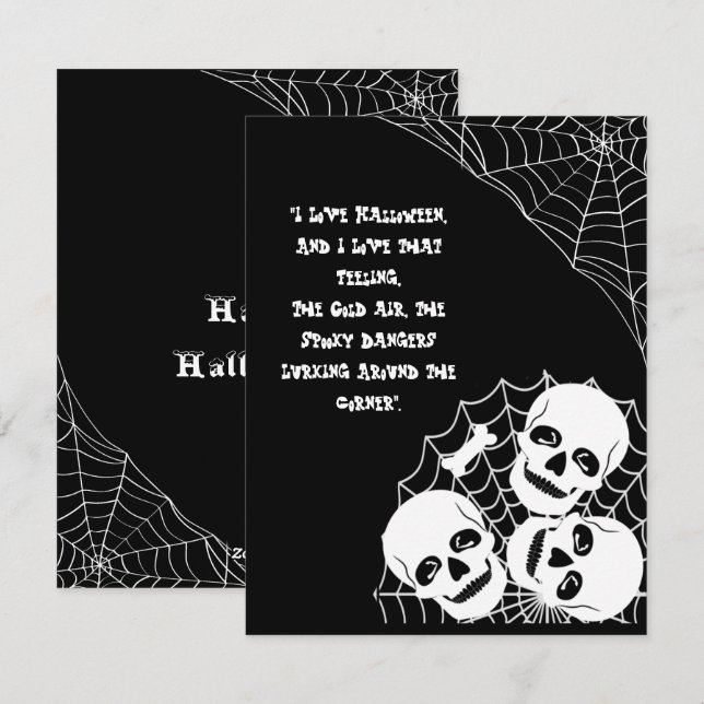 Cartes Pour Fêtes Annuelles Tas de squelettes qui se cachent la nuit d'Hallowe (Devant / Derrière)