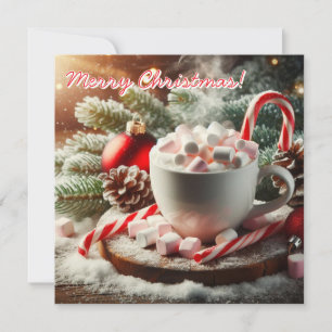 Cartes Pour Fêtes Annuelles Tasse à café chaud avec marshmallows - sucre de ca