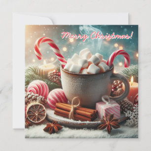 Cartes Pour Fêtes Annuelles Tasse à café chaud avec marshmallows - sucre de ca