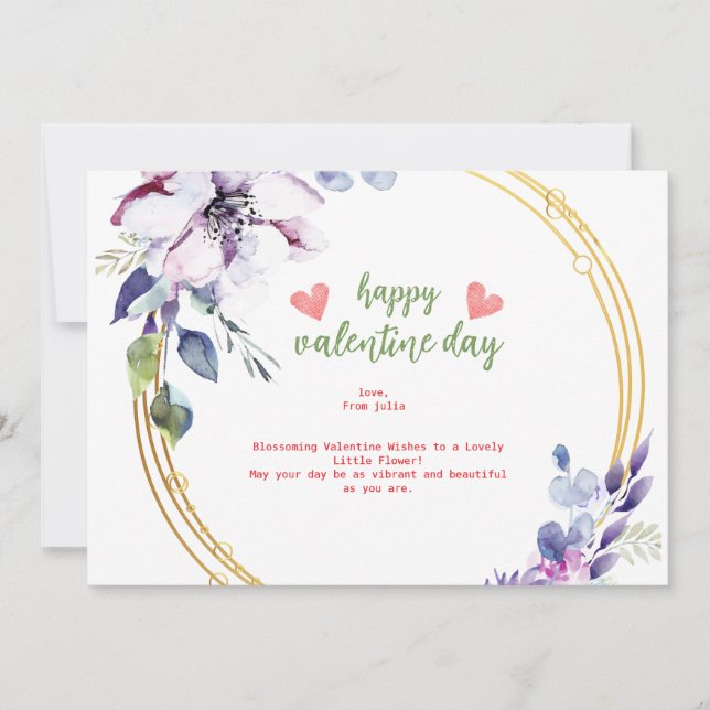 Cartes Pour Fêtes Annuelles tasse à café valentine fleur esthétique or violet (Devant)