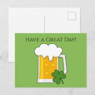 Cartes Pour Fêtes Annuelles Tasse de bière irlandaise avec trèfle à trois feui