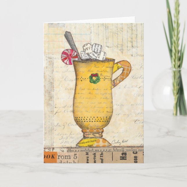 Cartes Pour Fêtes Annuelles Tasse jaune de vacances (Devant)