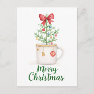 Cartes Pour Fêtes Annuelles Tasse Minimaliste Aquarelle Noël