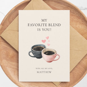 Cartes Pour Fêtes Annuelles Tasses de café mignonnes à aquarelle Cœurs Saint-V