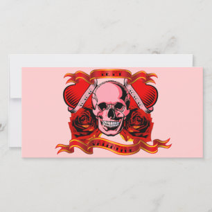 Cartes Pour Fêtes Annuelles Tatouage de la Saint-Valentin crâne coeurs