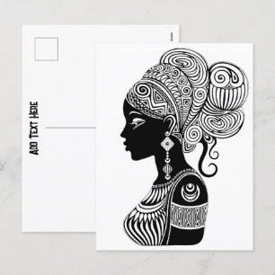 Cartes Pour Fêtes Annuelles Tatouage Tribal Portrait de Fille Africaine