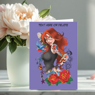 Cartes Pour Fêtes Annuelles Tatouages de femme rousse