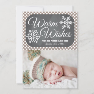 Cartes Pour Fêtes Annuelles Taupe Dot Chalkboard Snowflake Holiday Photo Card