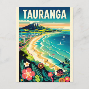 Cartes Pour Fêtes Annuelles Tauranga Nouvelle-Zélande Affiches de Voyage Rétro