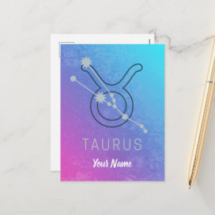 Cartes Pour Fêtes Annuelles Taurus Zodiac Star Sign Watercolor Horoscope