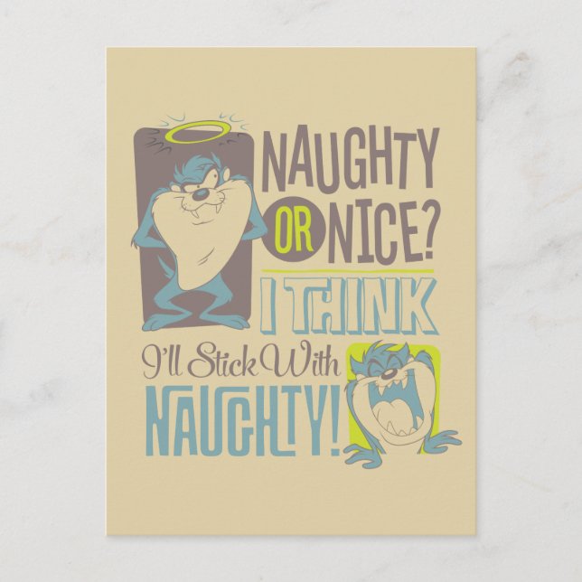 Cartes Pour Fêtes Annuelles TAZ™ - Naughty ou Nice ? (Devant)