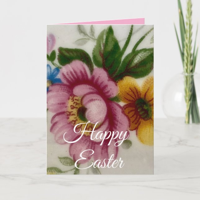 Cartes Pour Fêtes Annuelles Tea Cup Floral Bouquet (Devant)