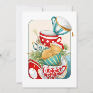 Cartes Pour Fêtes Annuelles Tea Party & Dormouse de Noël dans la tasse