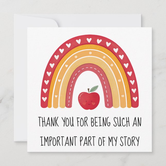 Cartes Pour Fêtes Annuelles Teacher Appreciation Card – Rainbow Thank You (Devant)