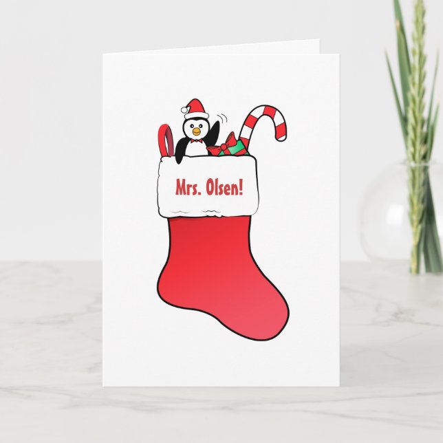Cartes Pour Fêtes Annuelles Teacher Christma Customizable with Stocking (Devant)