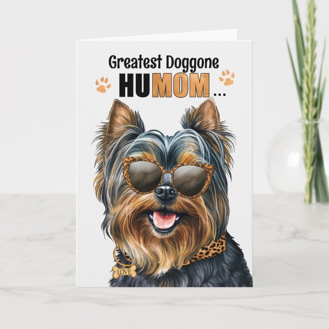 Cartes Pour Fêtes Annuelles Teacup Yorkie Dog Greatest HuMOM Mother's Day (Devant)