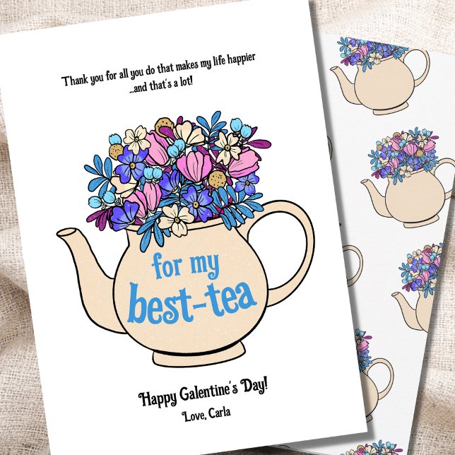 Cartes Pour Fêtes Annuelles Teapot Bestie Galentines Saint-Valentin (Créateur téléchargé)