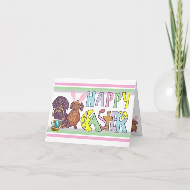 Cartes Pour Fêtes Annuelles Teckel de Pâques (Devant)