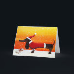 Cartes Pour Fêtes Annuelles Teckel de vacances et cadeau de Noël d'os de chien<br><div class="desc">Chiot dans la neige</div>