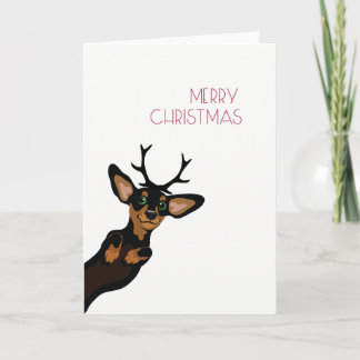 Cartes Pour Fêtes Annuelles Teckel mignon avec le Joyeux Noël d'andouillers