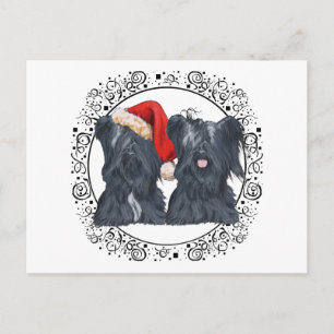 Cartes Pour Fêtes Annuelles Teckels de Skye en Attendant le Père Noël