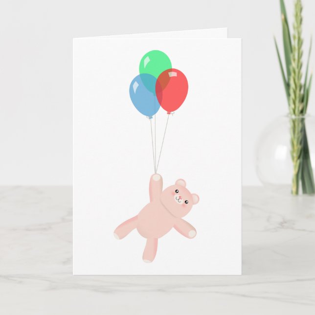 Cartes Pour Fêtes Annuelles Teddy Ballons (Devant)