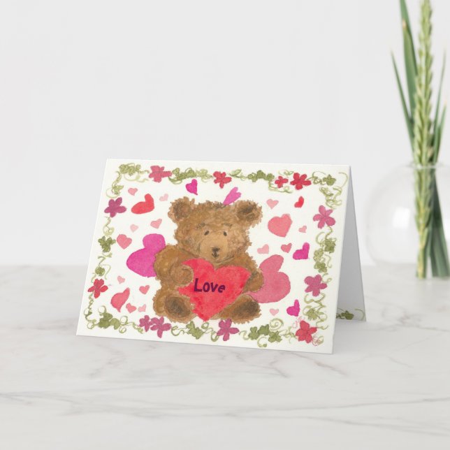 Cartes Pour Fêtes Annuelles Teddy Bear Love Saint Valentin pour les enfants (Devant)