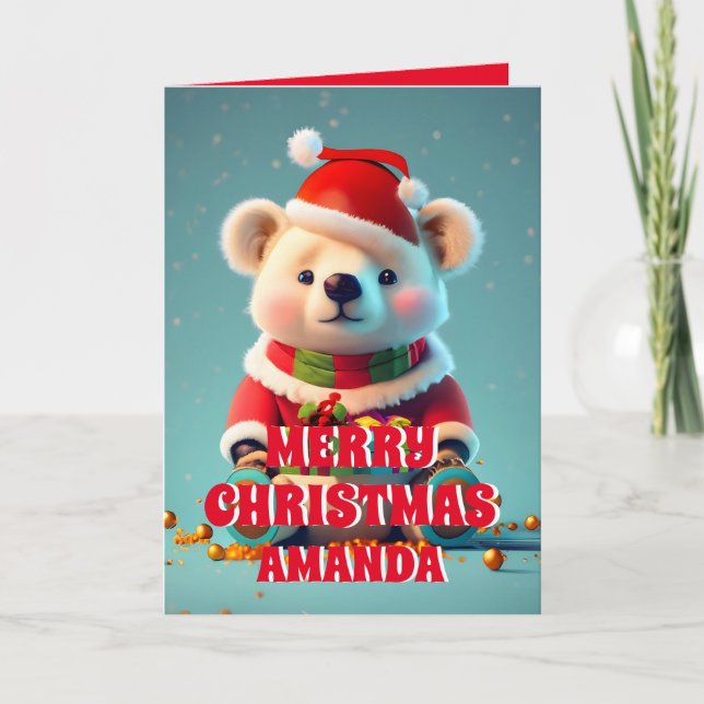 Cartes Pour Fêtes Annuelles Teddy Bear Noël Personnalisé Enfants Photo (Devant)