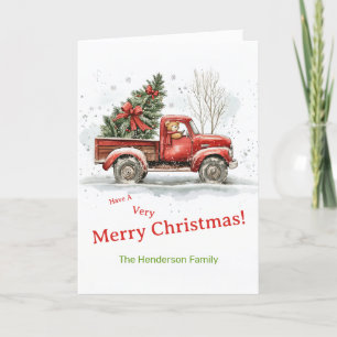Cartes Pour Fêtes Annuelles Teddy Bear Vieux Camion Rouge Vintage Noël