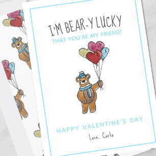 Cartes Pour Fêtes Annuelles Teddy Bear Watercolor Ami Valentine's Day Holid