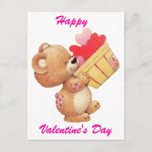 Cartes Pour Fêtes Annuelles Teddy Et Un Panier De Coeurs
