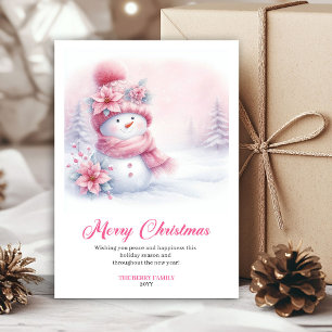 Cartes Pour Fêtes Annuelles Téléchargement de bonhomme de neige rose confortab