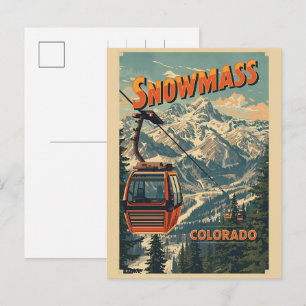 Cartes Pour Fêtes Annuelles Téléphérique gondole vintage SNOWMASS aspen Colora
