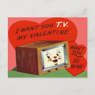 Cartes Pour Fêtes Annuelles Télévision vintage cœur de la Saint-Valentin