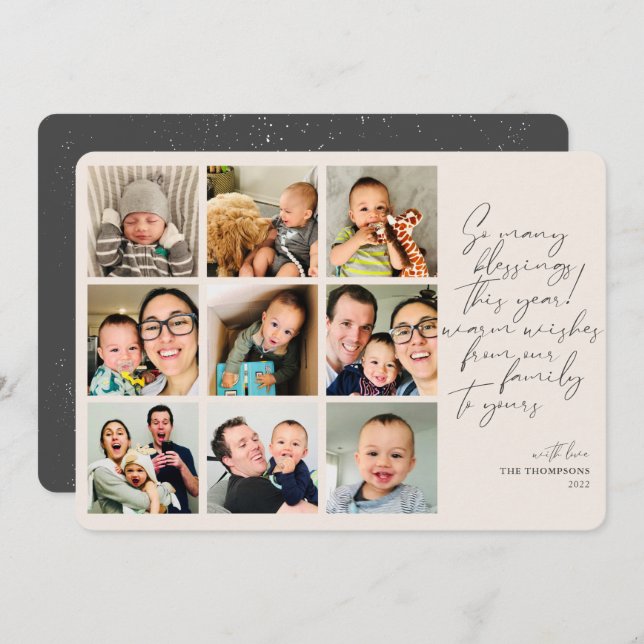 Cartes Pour Fêtes Annuelles Tellement de Bénédictions Année d'examen Photo Col (Devant / Derrière)