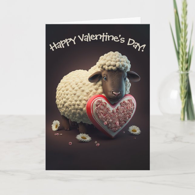 Cartes Pour Fêtes Annuelles Tellement mignon mouton au coeur de chocolat Saint (Devant)