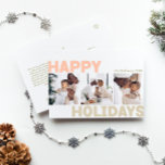 Cartes Pour Fêtes Annuelles Téméraire Année moderne en revue Trois photo Happy<br><div class="desc">Envoyez des voeux chaleureux cette saison de vacances avec cette année moderne unique et mignonne, audacieuse en revue trois photo joyeuse carte postale de vacances. Son design sobre et minimaliste présente des éléments d'inspiration boho dans les tons rose clair, corail pastel, vert sauge, bleu et pêche. Célébrant l'esprit festif de...</div>