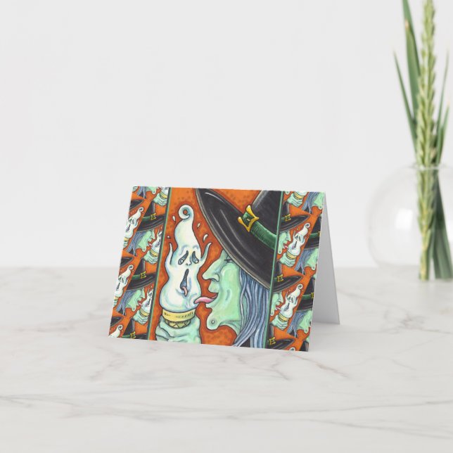 CARTES POUR FÊTES ANNUELLES TÉMOIGNAGE MANGEANT DE LA GLACE CRÈME CONE, HALLOW (Devant)