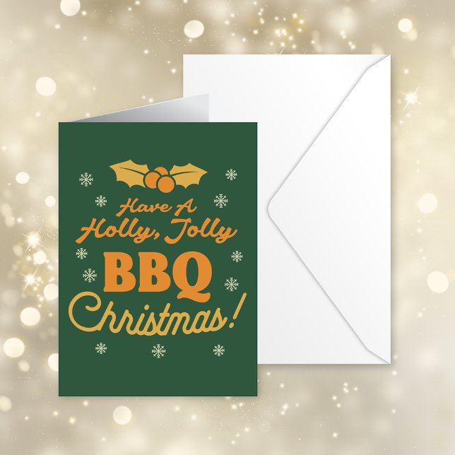 Cartes Pour Fêtes Annuelles Température de Noël Retro Holly Jolly BBQ : Vert (Créateur téléchargé)