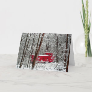 Cartes Pour Fêtes Annuelles Tempête d'hiver, Red Caboose, Vacances, neige