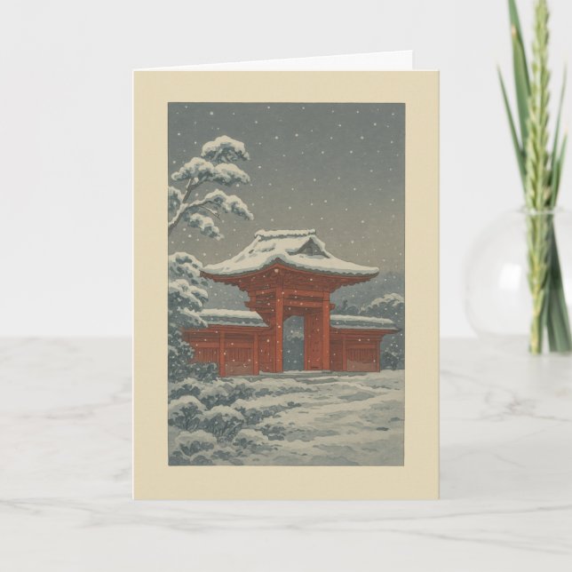 Cartes Pour Fêtes Annuelles Temple in the Snow - Japanese Christmas Card (Devant)