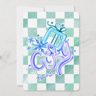 Cartes Pour Fêtes Annuelles Temps de Cadeaux Bleu Violet Damier Noël